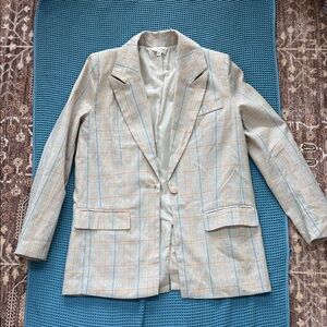 1.4.3. Story by Line Up Light Gray Plaid Blazer with Blue & Orange Windowpane
